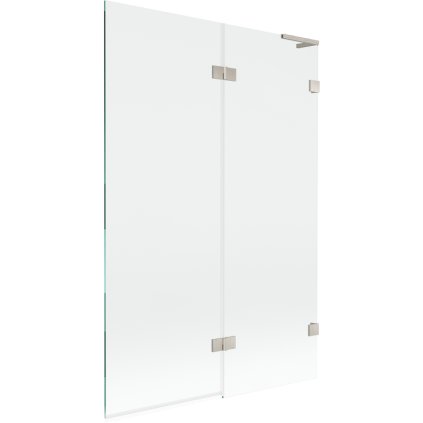 Mexen Lunar L, kétszárnyú kádparaván jobb oldali 120 x 150 cm, átlátszó üveg, szálcsiszolt acél, 897L-120-100-97-00-P