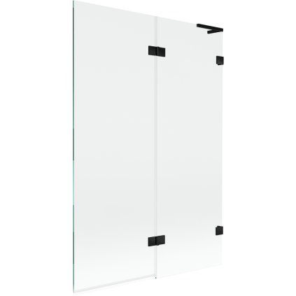 Mexen Lunar L, kétszárnyú kádparaván jobb oldali 120 x 150 cm, átlátszó üveg, matt fekete, 897L-120-100-70-00-P