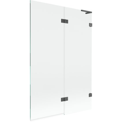 Mexen Lunar L, kétszárnyú kádparaván jobb oldali 120 x 150 cm, átlátszó üveg, grafit, 897L-120-100-66-00-P