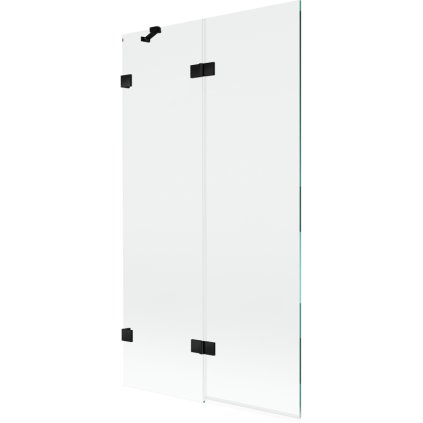 Mexen Lunar, kétszárnyú kádparaván bal oldali 100 x 150 cm, átlátszó üveg, matt fekete, 897-100-100-70-00-L