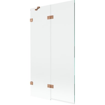 Mexen Lunar, kétszárnyú kádparaván bal oldali 100 x 150 cm, átlátszó üveg, matt réz, 897-100-100-65-00-L