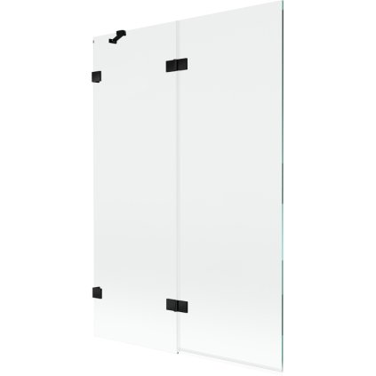 Mexen Lunar, kétszárnyú kádparaván bal oldali 120 x 150 cm, átlátszó üveg, matt fekete, 897-120-100-70-00-L
