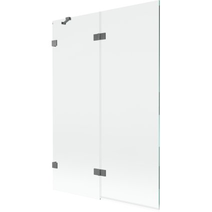 Mexen Lunar, kétszárnyú kádparaván bal oldali 120 x 150 cm, átlátszó üveg, grafit, 897-120-100-95-00-L
