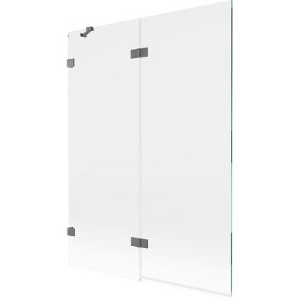 Mexen Lunar, kétszárnyú kádparaván bal oldali 130 x 150 cm, átlátszó üveg, grafit, 897-130-100-95-00-L