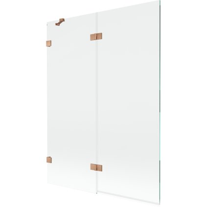 Mexen Lunar, kétszárnyú kádparaván bal oldali 130 x 150 cm, átlátszó üveg, matt réz, 897-130-100-65-00-L