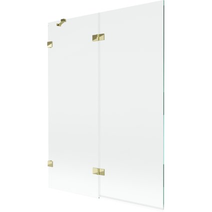 Mexen Lunar, kétszárnyú kádparaván bal oldali 130 x 150 cm, átlátszó üveg, fényes arany, 897-130-100-50-00-L