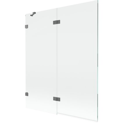 Mexen Lunar, kétszárnyú kádparaván bal oldali 140 x 150 cm, átlátszó üveg, grafit, 897-140-100-95-00-L