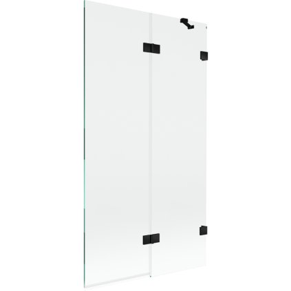 Mexen Lunar, kétszárnyú kádparaván jobb oldali 100 x 150 cm, átlátszó üveg, matt fekete, 897-100-100-70-00-P