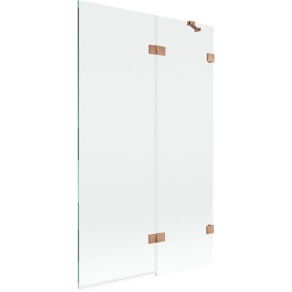 Mexen Lunar, kétszárnyú kádparaván jobb oldali 110 x 150 cm, átlátszó üveg, matt réz, 897-110-100-65-00-P