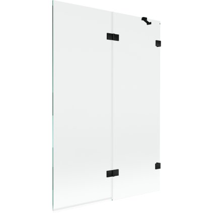 Mexen Lunar, kétszárnyú kádparaván jobb oldali 120 x 150 cm, átlátszó üveg, matt fekete, 897-120-100-70-00-P