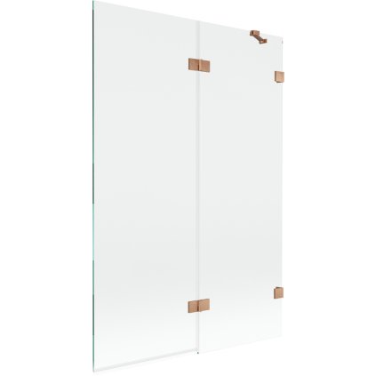 Mexen Lunar, kétszárnyú kádparaván jobb oldali 120 x 150 cm, átlátszó üveg, matt réz, 897-120-100-65-00-P