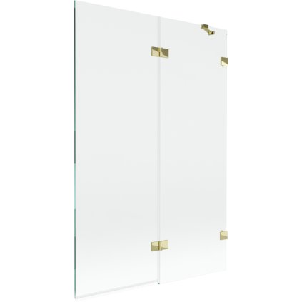 Mexen Lunar, kétszárnyú kádparaván jobb oldali 120 x 150 cm, átlátszó üveg, fényes arany, 897-120-100-50-00-P