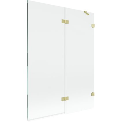 Mexen Lunar, kétszárnyú kádparaván jobb oldali 130 x 150 cm, átlátszó üveg, matt arany, 897-130-100-55-00-P