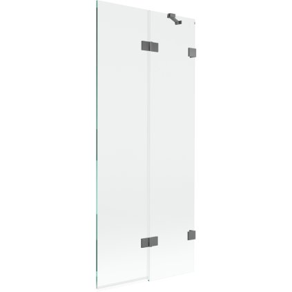 Mexen Lunar, kétszárnyú kádparaván jobb oldali 80 x 150 cm, átlátszó üveg, grafit, 897-080-100-95-00-P
