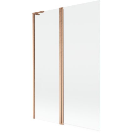 Mexen Mist L, kétszárnyú kádparaván 120 x 150 cm, átlátszó üveg, matt rézprofil, 8A9L-120-011-65-00