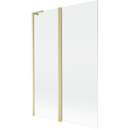 Mexen Mist L, kétszárnyú kádparaván 120 x 150 cm, átlátszó üveg, matt arany profil, 8A9L-120-011-55-00