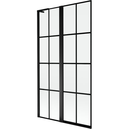 Mexen Mist L, kétszárnyú kádparaván, bal oldali 100 x 150 cm, fekete rács, fekete - 8A9L-100-011-70-77-L