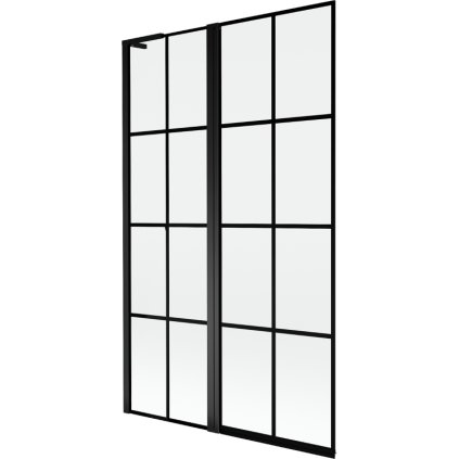 Mexen Mist L, kétszárnyú kádparaván, bal oldali 110 x 150 cm, fekete rács, fekete - 8A9L-110-011-70-77-L