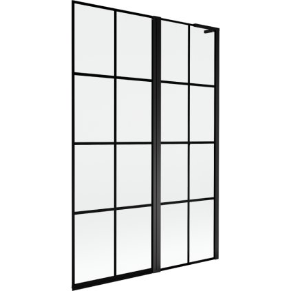 Mexen Mist L, kétszárnyú kádparaván, jobb oldali 120 x 150 cm, fekete rács, fekete - 8A9L-120-011-70-77-P