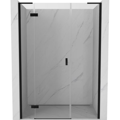Mexen Mist-H L, 1 szárnyú zuhanyajtó bal oldali 135 cm, átlátszó üveg, fekete profil, 8A5L-135-001-70-00-L