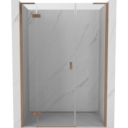 Mexen Mist-H L, 1 szárnyú zuhanyajtó balos 140 cm, átlátszó üveg, matt réz profil, 8A5L-140-001-65-00-L