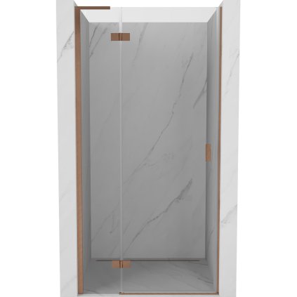 Mexen Mist-H L, 1 szárnyú zuhanyajtó balos 85 cm, átlátszó üveg, matt réz profil, 8A5L-085-000-65-00-L