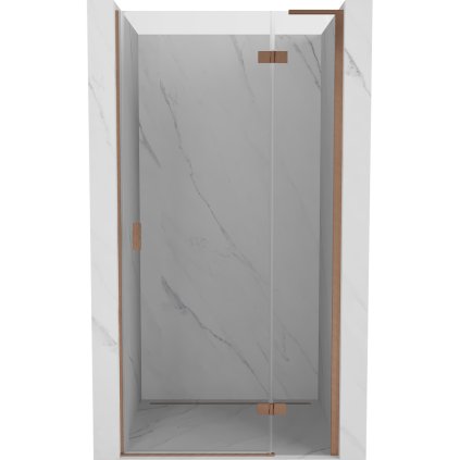 Mexen Mist-H L, egyszárnyú zuhanyajtó jobb oldali 120 cm, átlátszó üveg, matt réz profil, 8A5L-120-000-65-00-P