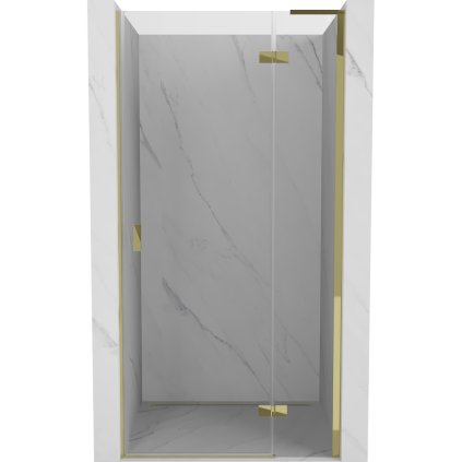 Mexen Mist-H L, egyszárnyú zuhanyajtó jobbos 90 cm, átlátszó üveg, arany fényes profil, 8A5L-090-000-50-00-P