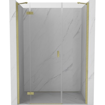 Mexen Mist-H, 1 szárnyú zuhanyajtó bal oldali 150 cm, átlátszó üveg, matt arany profil, 8A5-150-001-55-00-L