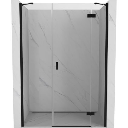 Mexen Mist-H, egyszárnyú zuhanyajtó jobb oldali 125 cm, átlátszó üveg, fekete profil, 8A5-125-001-70-00-P