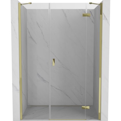 Mexen Mist-H, egyszárnyú zuhanyajtó jobbos 150 cm, átlátszó üveg, arany fényes profil, 8A5-150-001-50-00-P