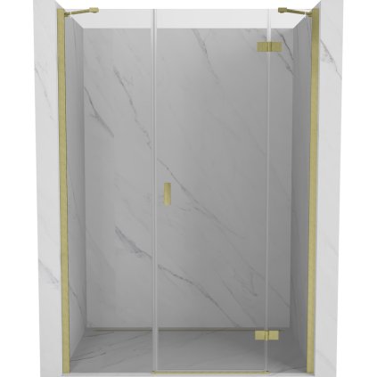 Mexen Mist-H, egyszárnyú zuhanyajtó jobb oldali 155 cm, átlátszó üveg, matt arany profil, 8A5-155-001-55-00-P