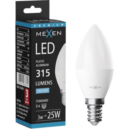 Mexen Nova, LED izzó E14, C37, 3W, semleges - 4000K, 315 lm - L102-E14-0340-01