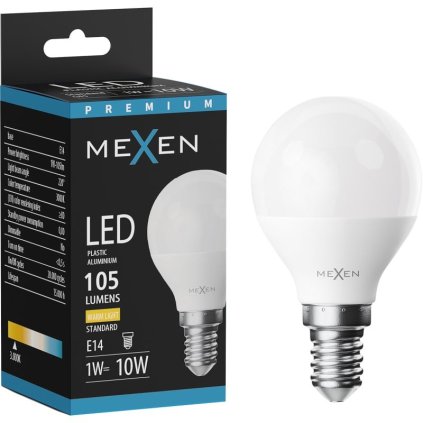 Mexen Nova, LED izzó E14, G45, 1W, meleg - 3000K, 105 lm - L101-E14-0130-01