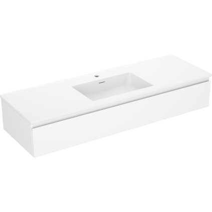 Mexen Orio, fürdőszobaszekrény 140 cm Otis mosdóval, 1 fiókkal, matt fehér, 91A10-14023-1-BF01-W18M01