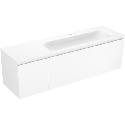 Mexen Orio, fürdőszobaszekrény 160 cm, jobb oldali mosdóval, Vela, 1S, 1D, matt fehér, 91A13-16047-3-BBFF01-W23P01
