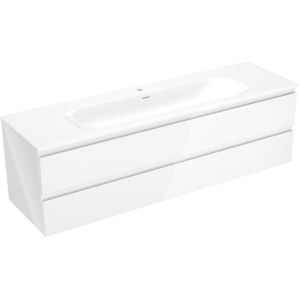 Mexen Orio, fürdőszobaszekrény 160 cm Vela mosdóval, 2 fiókkal, fényes fehér, 91A10-16047-2-BFF00-W23M00