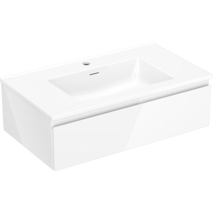 Mexen Orio, fürdőszobaszekrény 80 cm Otis mosdóval, 1 fiókkal, fényes fehér, 91A10-08023-1-BF00-W18M00