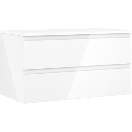 Mexen Orio, fürdőszobaszekrény 90 cm-es felsőrésszel, 2 fiókkal, fényes fehér, 91A10-09047-2-BFFC00