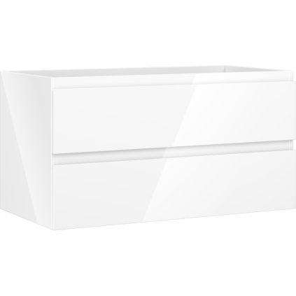 Mexen Orio, fürdőszobaszekrény 90 cm, 2 fiókkal, fényes fehér, 91A10-09047-2-BFF00