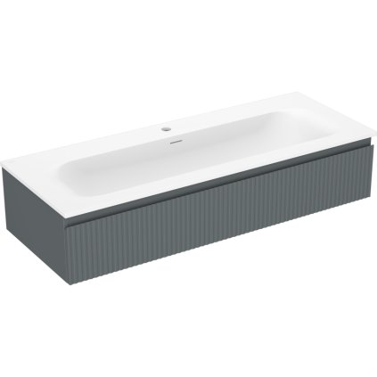 Mexen Rivel, fürdőszobaszekrény 120 cm Vela mosdóval, 1 fiókkal, rovátkolt, grafit matt/fehér matt, 91A20-12023-1-BF66-W23M0