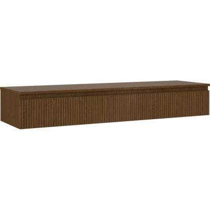 Mexen Rivel, fürdőszobaszekrény 160 cm-es munkalappal, 1 fiókkal, rovátkolt, diófa, 91A20-16023-1-BFC86