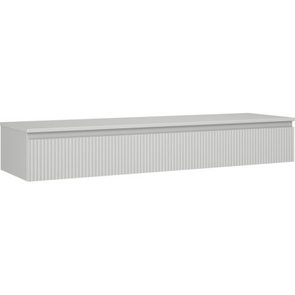 Mexen Rivel, fürdőszobaszekrény 160 cm munkalappal, 1 fiókkal, hornyolt, matt szürke, 91A20-16023-1-BFC62