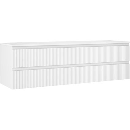 Mexen Rivel, fürdőszobaszekrény 160 cm munkalappal, 2 fiókkal, hornyolt, matt fehér, 91A20-16047-2-BFFC01