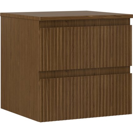 Mexen Rivel, fürdőszobaszekrény 50 cm felsőrésszel, 2 fiókkal, hornyolt, diófa, 91A20-05047-2-BFFC86