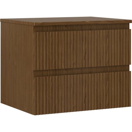 Mexen Rivel, fürdőszobaszekrény 60 cm-es felsőrésszel, 2 fiókkal, hornyolt, diófa, 91A20-06047-2-BFFC86