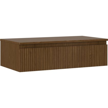 Mexen Rivel, fürdőszobaszekrény 90 cm-es munkalappal, 1 fiókkal, rovátkolt, diófa, 91A20-09023-1-BFC86