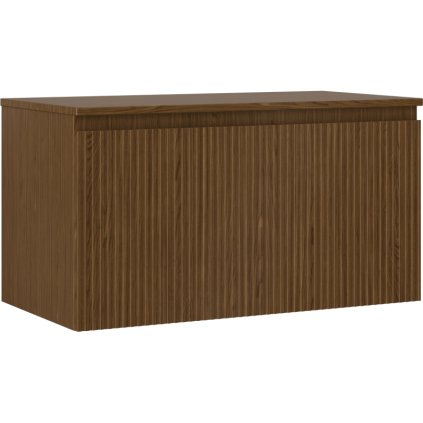 Mexen Rivel, fürdőszobaszekrény 90 cm-es munkalappal, 1 fiókkal, rovátkolt, diófa, 91A20-09047-1-BFC86