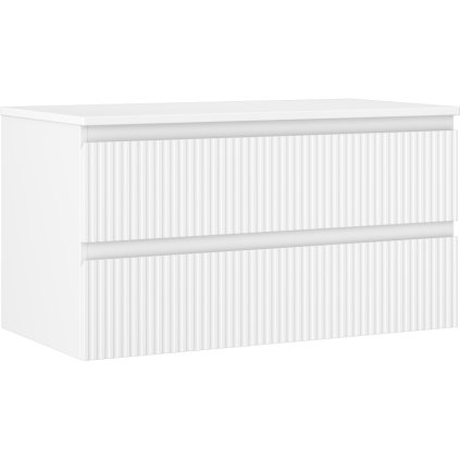 Mexen Rivel, fürdőszobaszekrény 90 cm munkalappal, 2 fiókkal, hornyolt, matt fehér, 91A20-09047-2-BFFC01