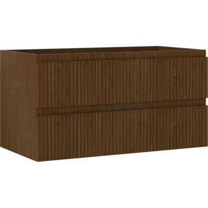 Mexen Rivel, fürdőszobaszekrény 90 cm, 2 fiókkal, hornyolt, diófa, 91A20-09047-2-BFF86